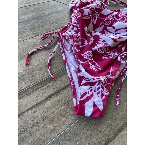 Kona Sol Swimsuit One Piece Pink Raspberry Floral Pattern XS (0-2) New - Picture 4 of 10